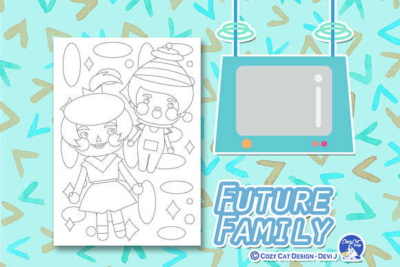 Future Family Coloring Pages in Illustrations - product preview 4