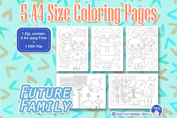 Future Family Coloring Pages in Illustrations - product preview 5