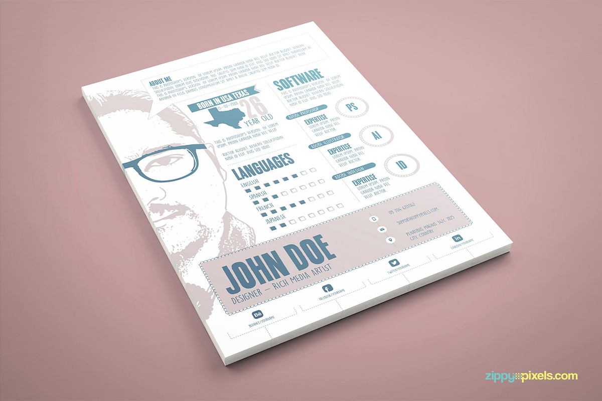 Graphic Designer Resume/CV Template in Resume Templates - product preview 8