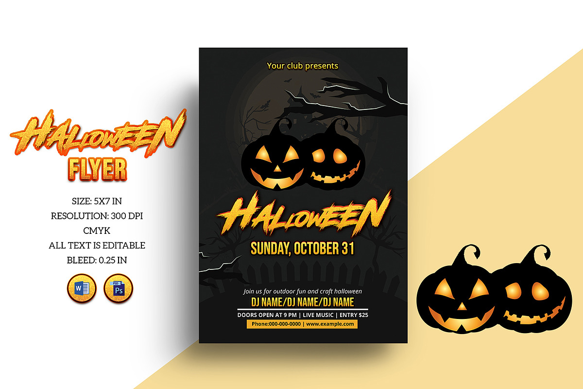 Halloween Party Flyer - V1089 in Flyer Templates - product preview 8