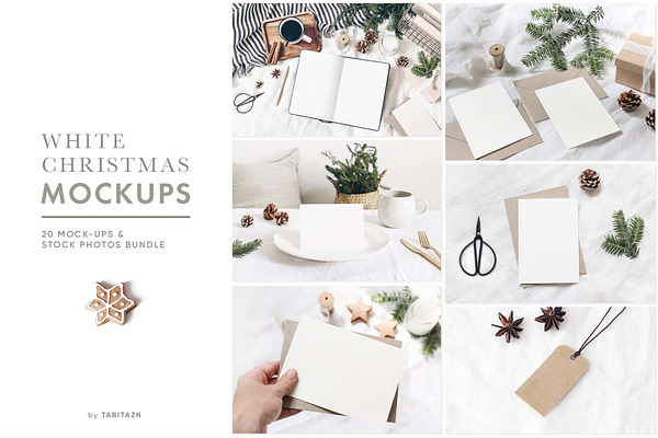 20 White Christmas mockups & stock p