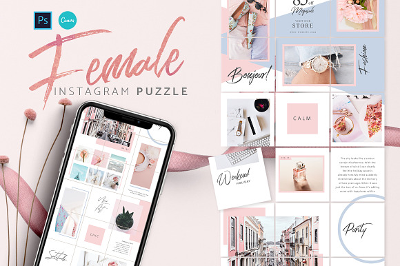 PUZZLE Bundle Instagram - PS & Canva in Instagram Templates - product preview 1