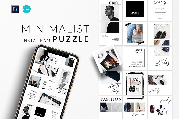 PUZZLE Bundle Instagram - PS & Canva in Instagram Templates - product preview 3