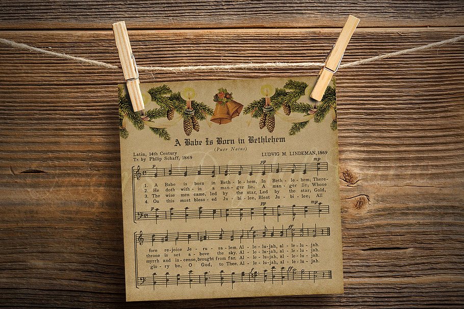 Old Christmas Music Digital Paper