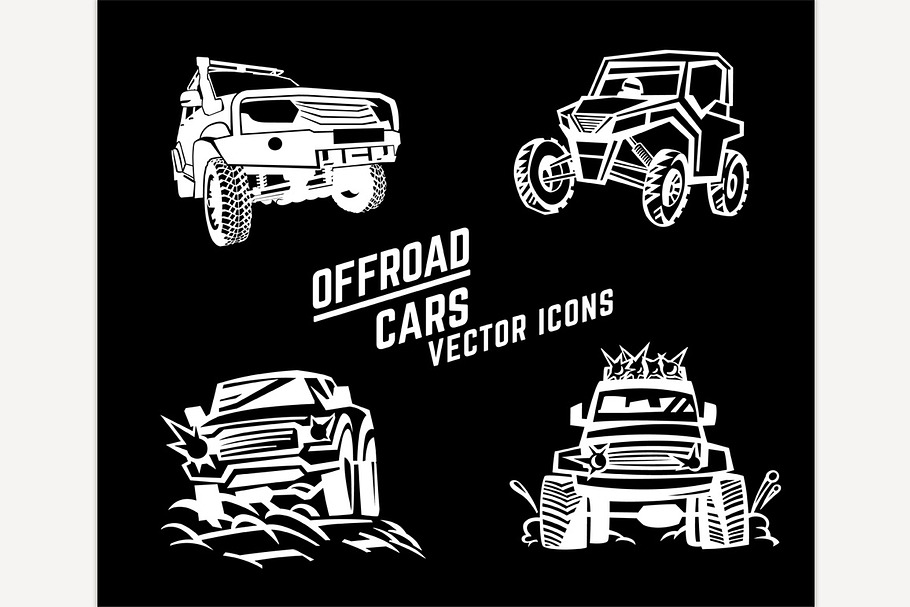 Off-road cars set in Illustrations - product preview 8