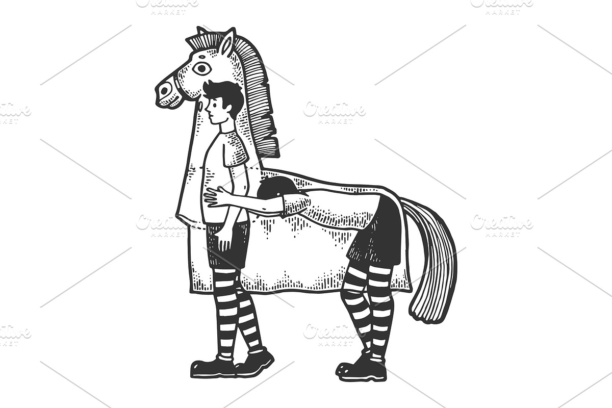 Horse costume in theater sketch in Illustrations - product preview 8