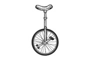 Unicycle bicycle sketch engraving