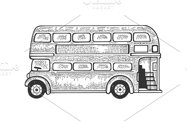 Double decker bus sketch vector