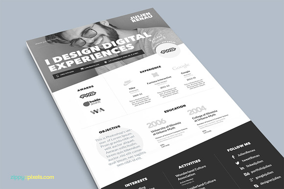 One Page Resume CV & Cover Letter in Letter Templates - product preview 3