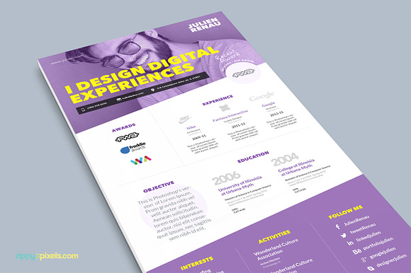 One Page Resume CV & Cover Letter in Letter Templates - product preview 4