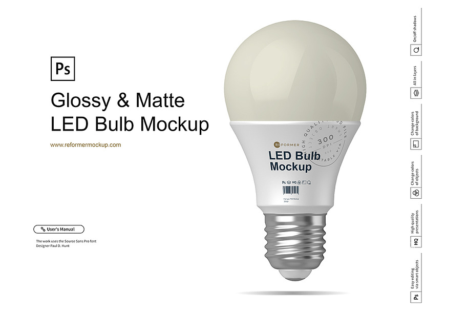 Glossy & Matte LED Bulb Mockup in Product Mockups - product preview 8