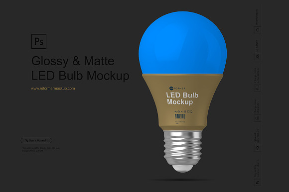 Glossy & Matte LED Bulb Mockup in Product Mockups - product preview 1