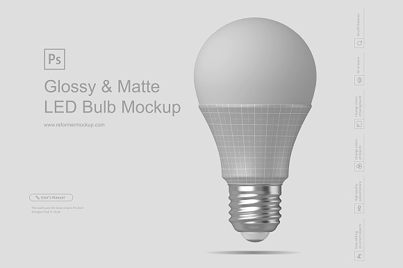 Glossy & Matte LED Bulb Mockup in Product Mockups - product preview 3