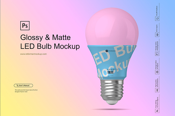 Glossy & Matte LED Bulb Mockup in Product Mockups - product preview 5