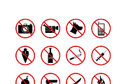 16 prohibiting signs vector icons