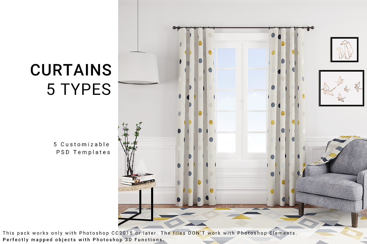 5 Types of Curtains, Rug & Blanket in Product Mockups - product preview 8