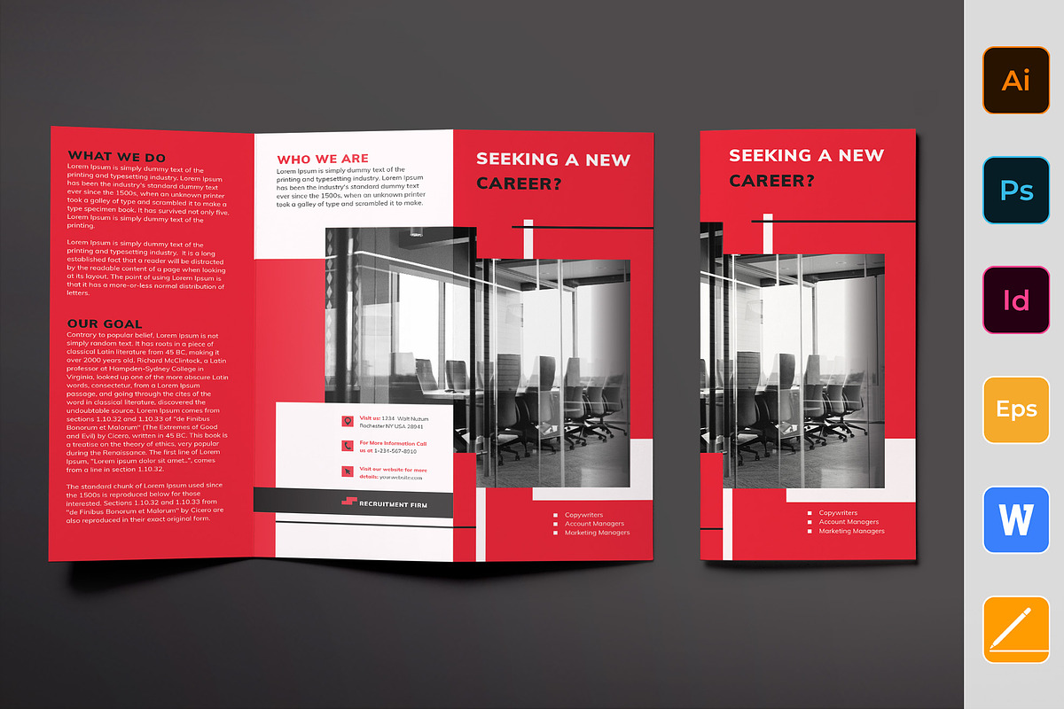 Recruitment Firm Brochure Trifold in Brochure Templates - product preview 8
