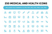250 Medical and Health Icons