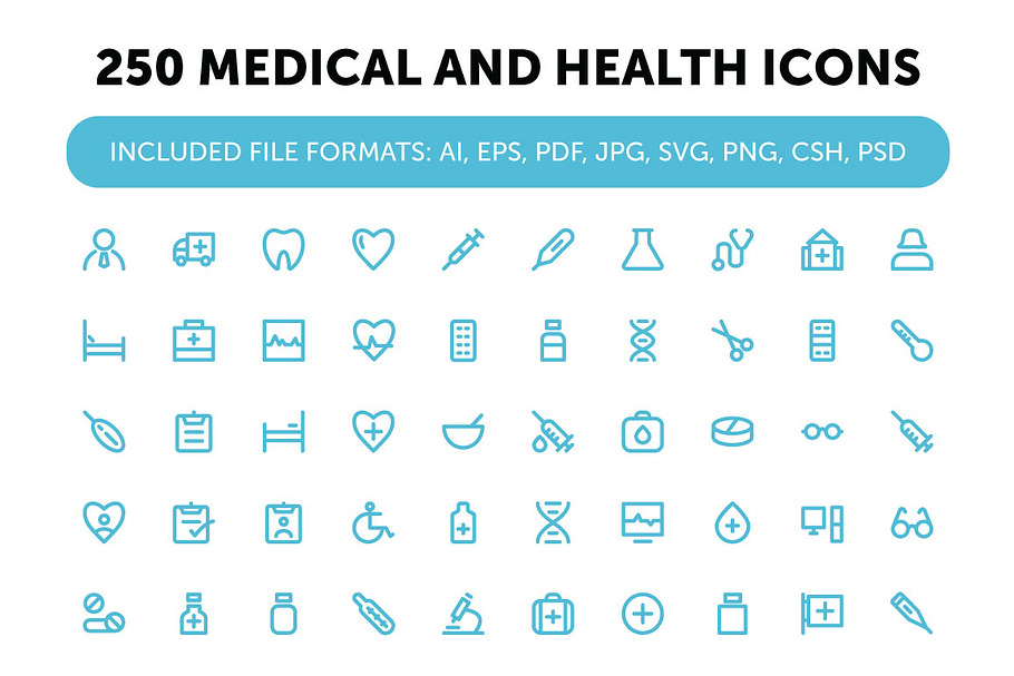 250 Medical and Health Icons