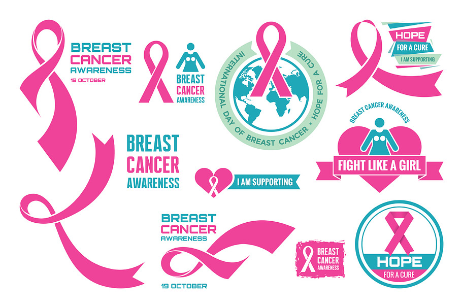 Breast Cancer - Badges Set