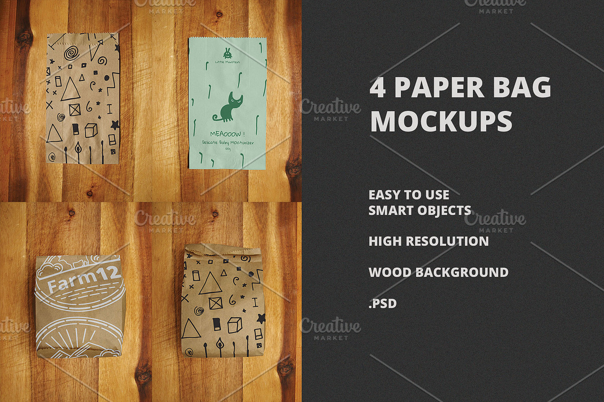 4 Paper Bag Mockups in Branding Mockups - product preview 8