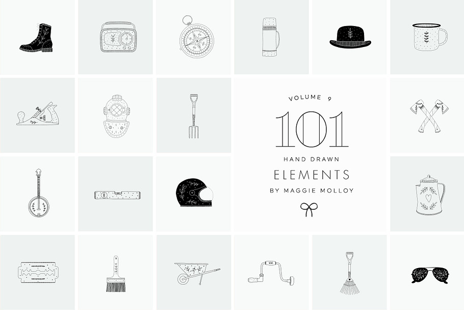 101 Hand Drawn Logo Elements EPS PSD in Illustrations - product preview 8