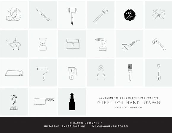 101 Hand Drawn Logo Elements EPS PSD in Illustrations - product preview 4