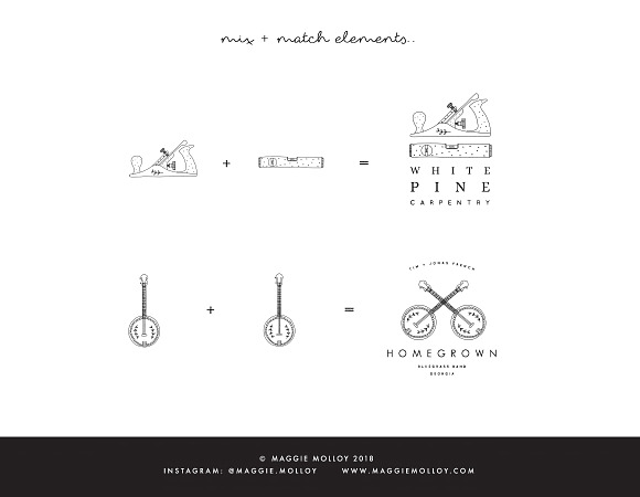 101 Hand Drawn Logo Elements EPS PSD in Illustrations - product preview 5