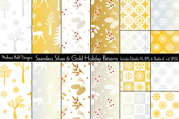 Silver & Gold Holiday Patterns