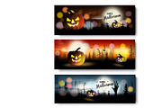 Set halloween spooky banners vector