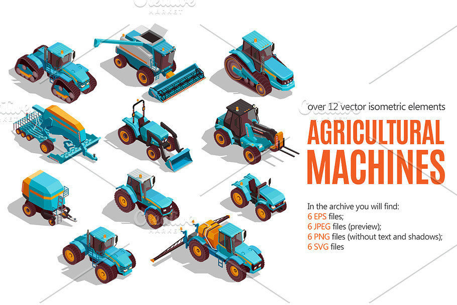 Agricultural Machines Isometric in Illustrations - product preview 8