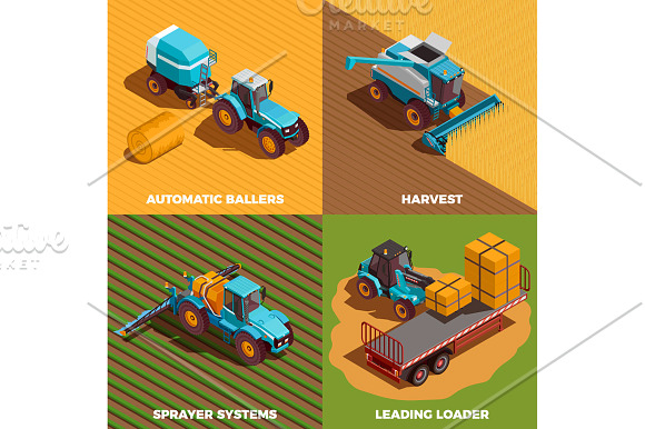 Agricultural Machines Isometric in Illustrations - product preview 2