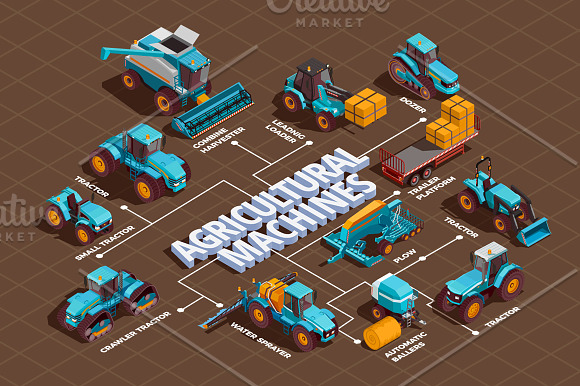 Agricultural Machines Isometric in Illustrations - product preview 3