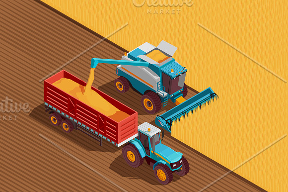 Agricultural Machines Isometric in Illustrations - product preview 5