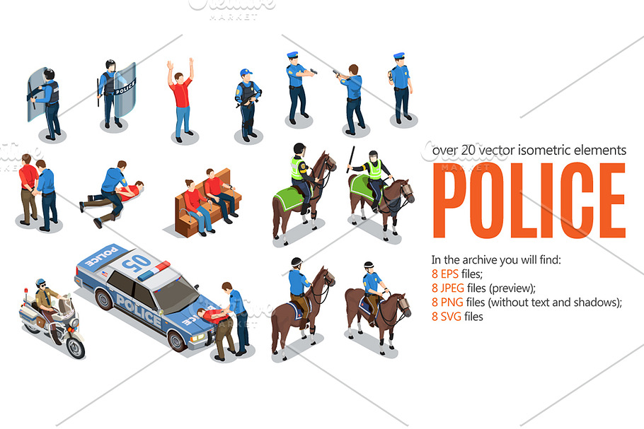 Police Isometric Set in Illustrations - product preview 8