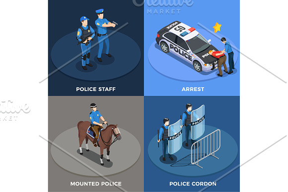 Police Isometric Set in Illustrations - product preview 1