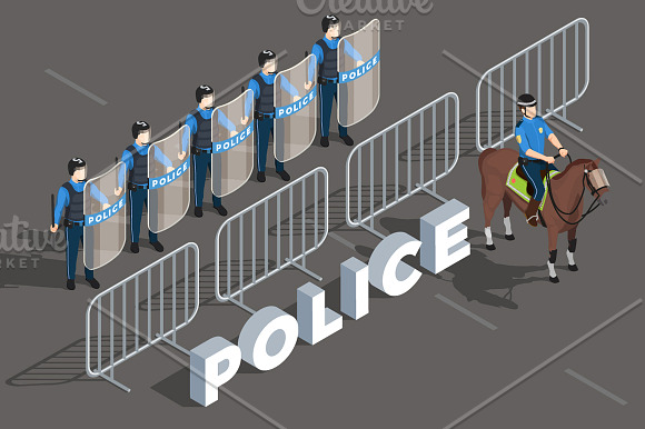 Police Isometric Set in Illustrations - product preview 5