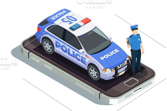 Police Isometric Set in Illustrations - product preview 6