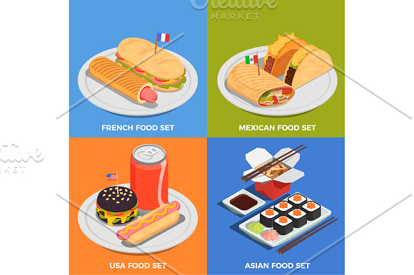 Street Food Isometric Set in Illustrations - product preview 1
