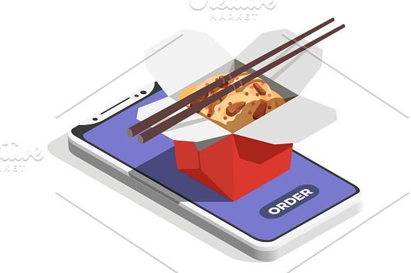 Street Food Isometric Set in Illustrations - product preview 3