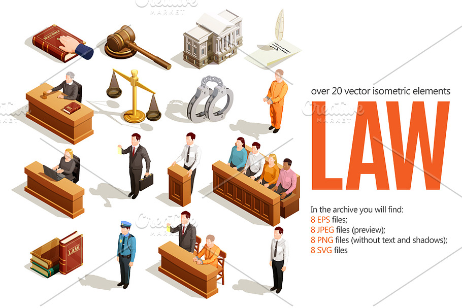 Law Isometric Set in Illustrations - product preview 8