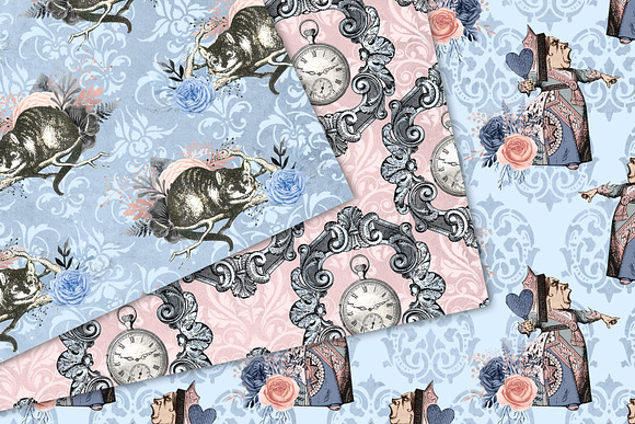 Blue & Blush Alice Digital Paper in Patterns - product preview 1