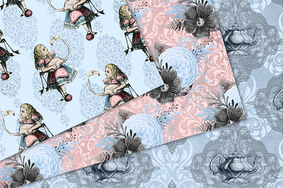 Blue & Blush Alice Digital Paper in Patterns - product preview 3