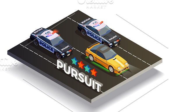 Street Racing Isometric Set in Illustrations - product preview 1