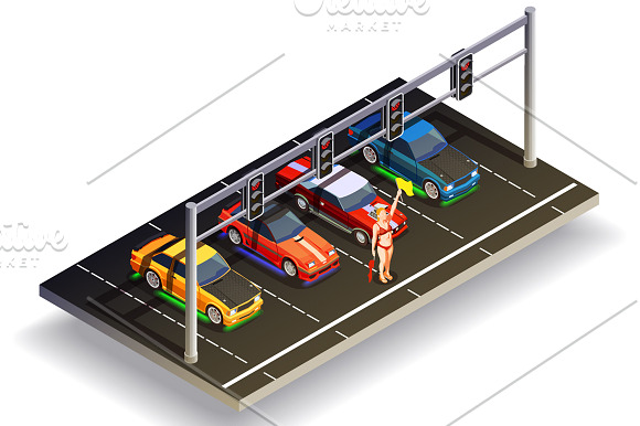 Street Racing Isometric Set in Illustrations - product preview 2