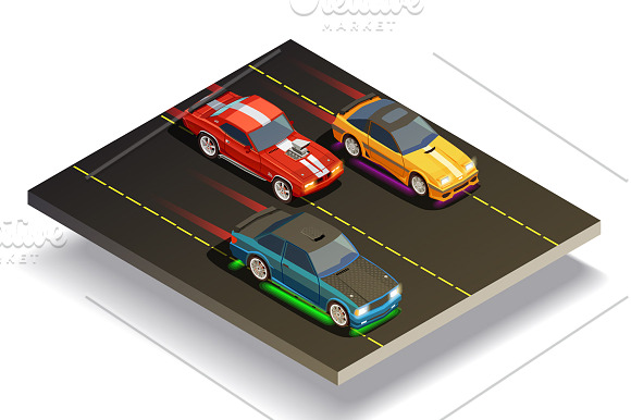 Street Racing Isometric Set in Illustrations - product preview 5