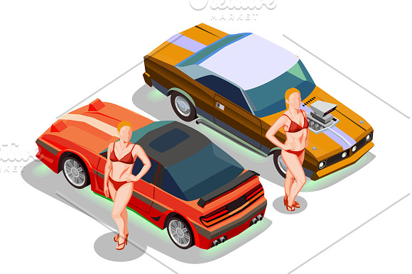 Street Racing Isometric Set in Illustrations - product preview 6