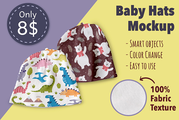 Baby Hats Mockup in Product Mockups - product preview 4