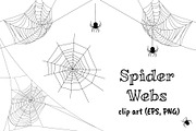 Spider Webs (clip art, EPS, PNG)