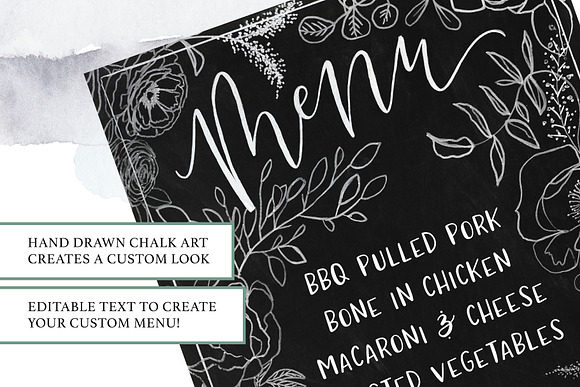 Floral Chalkboard Menu in Wedding Templates - product preview 1